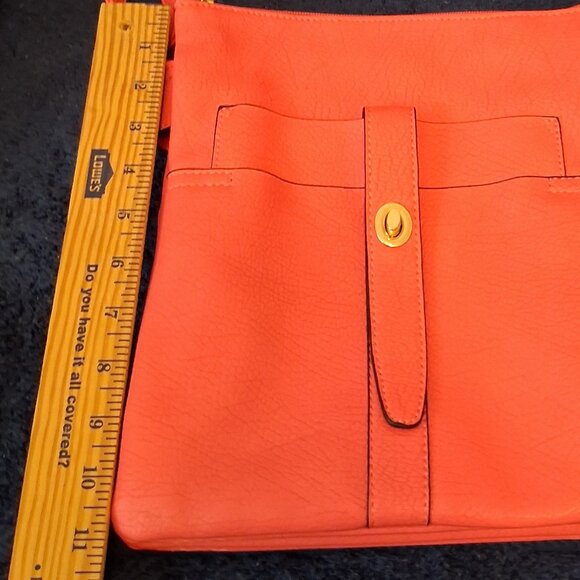 Charming Charlie Tangerine Crossbody/Shoulder Bag Dual Zippers & Snap Closure - Picture 10 of 12